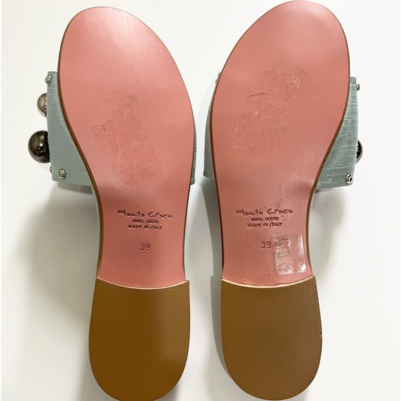 MANILA GRACE Azure Silk Slide Sandsls. - Picture 11 of 14